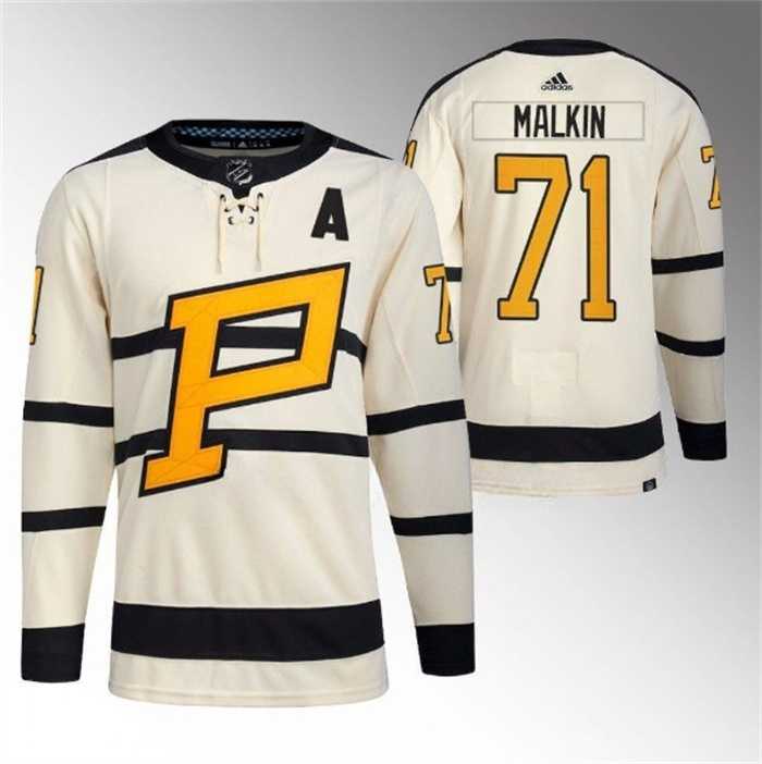 Mens Pittsburgh Penguins #71 Evgeni Malkin Cream 2023 Winter Classic Stitched Jersey Dzhi->pittsburgh penguins->NHL Jersey